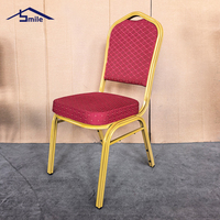 Chaises de banquet empilables pour hôtel avec sièges en tissu rembourrés, support dorsal ergonomique, structure en fer pour mariage, fête, conférence