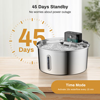 Fontaine à eau pour animaux de compagnie en acier inoxydable de 3,2 L avec fenêtre visible, distributeur d'eau automatique à circulation pour chats et chiens