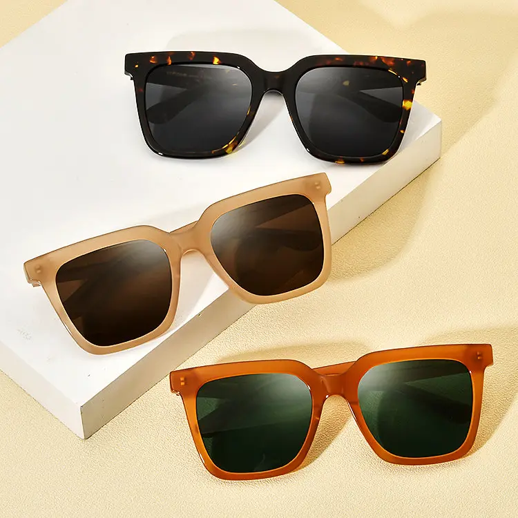 Gafas de sol de acetato con montura tawny, lentes grandes y cuadradas, lujo occhiali, 2022