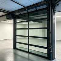 Porte de garage commerciale moderne à enroulement rapide en verre trempé pleine vue, anti-effraction, automatique, électrique, en alliage d'aluminium