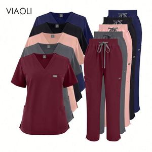 ชุดยูนิฟอร์มพยาบาลคุณภาพสูง แขนสั้น แบบ unisex ชุดสครับสำหรับโรงพยาบาล เสื้อทรงตรง กางเกงขายาว ชุดผ่าตัดสำหรับผู้ชาย ชุดสครับสำหรับผู้หญิง - Product Image 1