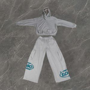 Conjunto Deportivo para Hombre con Sudadera Holgada de Algodón Grueso y Pantalones Deportivos, con Bolsillos Laterales y Hombros Caídos - Product Image 4