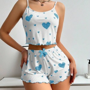 ODM/OEM Phụ Nữ Đồ Ngủ Polyester Sợi Đàn Hồi Eo Mùa Hè Sexy Treo Quần Short Đặt Mùa Thu Mùa Đông Áo Ngủ Nhà Phụ Nữ Của - Product Image 3