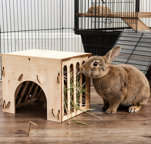 Adorable cachette de lapin mangeoire à foin en bois mangeoire pour cochons d'inde lapins Chinchillas Hamstes mangeoire à foin maison - Product Image 6