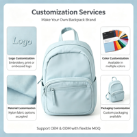 Sac à dos pour ordinateur portable étudiant en nylon léger, idéal pour les voyages, le bureau, les activités de plein air, fabrication OEM/ODM, logo personnalisé