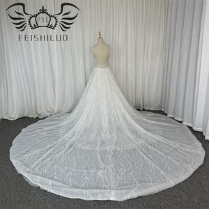 FEISHILUO Lujosos Vestidos de Novia Sirena Color Marfil, Atractivos Trajes de Novia con Falda <span class=keywords><strong>Catedral</strong></span> Desmontable Talla Grande Decorado con Encaje de Cristal - Product Image 3