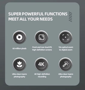 Cámara Digital Vlog 4K 10X Zoom óptico Pantallas duales Sensor CMOS para YouTube Perfect Point Shoot Selfie Compatible con tarjeta SD - Product Image 3