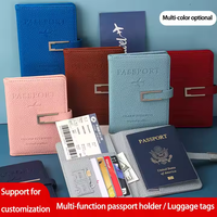 Ensemble de cadeaux d'affaires personnalisés en cuir PU étiquette de bagage sac pour passeport cahier stylo en métal fournitures d'affaires et coffrets de cadeaux promotionnels