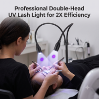 Lámpara de pie UV de doble cabezal para pestañas, lámpara LED para extensiones de pestañas, curado en 1-2 segundos, luz blanca UV LED para pestañas