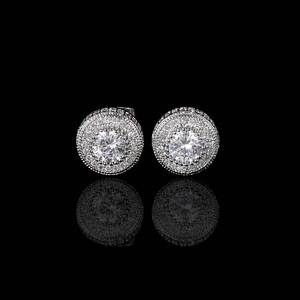 Elegant High End Small Quantity Accessories Wholesale Round Full Zircon 925 <b>Silver</b> <b>Stud</b> Men Earrings - Product Image 2