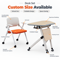 Table de formation mobile pliable avec plateau inclinable et ensemble de chaises pliantes pour salle de réunion, salle de formation