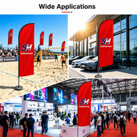 Drapeau de plage en forme de goutte d'eau avec logo personnalisé, mât et base croisée, vente en gros OEM, drapeaux publicitaires d'extérieur, impression en usine