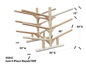 Vente à chaud Accueil Garage Support de rangement <span class=keywords><strong>extérieur</strong></span> Assemblage facile Bois massif Bas 6 places Kayak ou SUP Rack - Product Image 2