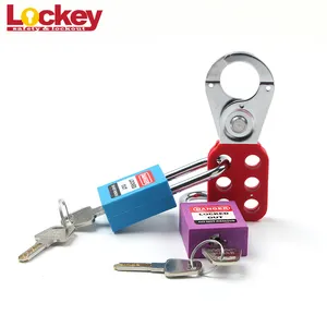 Lockey Kunci Gembok Baja 6 Lubang, Kunci Gembok Keamanan Pengunci Merah 6 Lubang untuk Perangkat Gembok