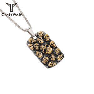Mestiere Lupo hip hop dei monili di modo punk gotico Vichingo oro degli uomini delle donne In Rilievo personalizzato army Collana della catena del cranio - Product Image 2