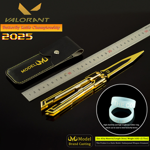 Cuchillo de mariposa Valorant 2025 Champions de 25CM, aleación de Zinc, mango dorado/Negro, decoración de escritorio coleccionable, accesorio de Cosplay periférico Esports - Product Image 2
