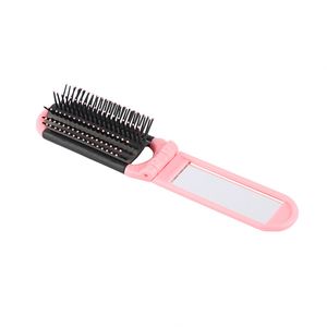 <b>Hot</b> Sale Custom Logo Printed New Design Top Quality Fashion Fold Portable Ribs Shape Hair Brush <b>Comb</b> With Mirror - Product Image 3