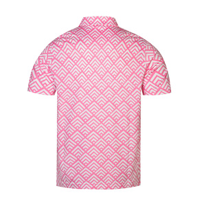 <b>Men's</b> Printed Golf <b>Shirt</b> <b>Pink</b> Geometric Design Short Sleeve <b>Polo</b> <b>for</b> Golf Club Tournament and Team Events - Product Image 2