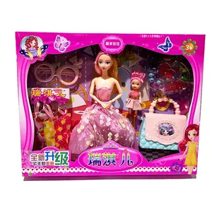 귀여운 소녀 인형 원피스 장난감 작은 인형 공주 의류 액세서리 선물 상자 소녀 장난감