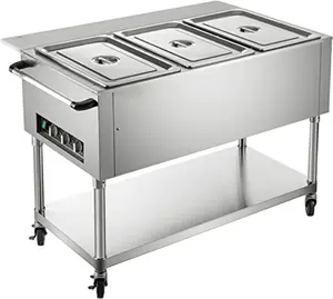 Scaldavivande elettrico commerciale scaldavivande da tavolo a vapore a 3 pentole materiale professionale in acciaio inossidabile per Catering e ristorante