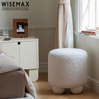 WISEMAX FURNITURE Mobilier de salon moderne, Fauteuil bulle, Poufs ronds, Ottomanes rondes en tissu bouclé, Tabouret à chaussures pour la maison