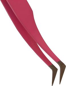 Pince à épiler professionnelle d'extension de cils de volume russe en forme de L rose - Product Image 3