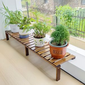 Wooden <b>Flower</b> Stand Rectangle Freestanding Plant Shelf For Balcony Window Sill Narrow Tabletop Floor Use - Product Image 1