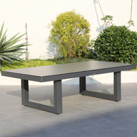 Table basse OSMEN Manly moderne en aluminium facile à nettoyer avec garantie de 3 ans, plateau en verre à base céramique pour terrasse extérieure