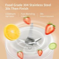 500Ml Draagbare Juicer Oplaadbare Draadloze Fruitmixer Blender Vers Sap Flessenblender 6 Messen Voedsel Milkshake Ice Crush Cup 2400Mah