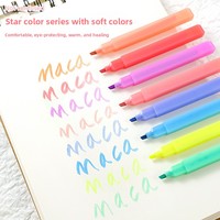 Surligneur Fluorescent Multicolore 8 Couleurs Star Color, Pointe Biseautée, Protection des Yeux, Emballage Boîte, Idéal pour Étudiants
