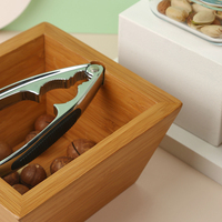 Ensemble de bols de cuisine en bambou en bois naturel avec support de casse-noix en métal en acier inoxydable pour les collations