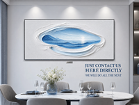 Art mural texturé 3D sculpté Paysage marin côtier Grotte Blanche, Cadre argenté, pour Atrium de hall d'hôtel de luxe et complexe hôtelier, Personnalisé, Vente en gros, OEM