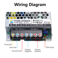 Alimentation AC-DC 72W 5V 12V 15V 24V 27V 48V, transformateur de source d'alimentation à découpage avec efficacité de 88%