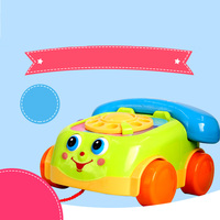 Interactive Educational Push Pull Baby Toy Cartoon Handle Keyboards Musical 5-Scale Functions 6-Piece ABS Toy Musical Instrument