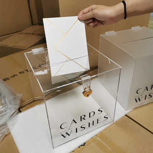 Op maat gemaakte 3 mm dikke acryl huwelijks-wensbak met slot, kaartendoos, uitnodigingskaartjes-opvangdoos met geprint logo - Product Image 2