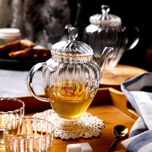 European-style Creative Glass Teapot and <b>Tea</b> Set with Filter Household Flower Teapot - Product Image 3