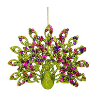Décorations de Noël en forme de paon de 6,3 pouces, lot de 6 ornements de Noël en forme de paon de couleur