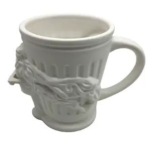 Hand painted Custom Nordic style ceramic coffee mugs, White sculpture head mug, Heykel