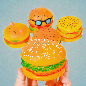 Jouet à mâcher pour chien en forme de burger, jouet en peluche qui couine, jouet durable pour chiot, jouet interactif pour l'entraînement - Product Image 3