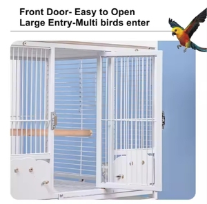 Grande uccello all'aperto voliera di volo in metallo triplo pappagallo allevamento gabbia per uccelli impilabile per fringuelli con ruota - Product Image 6