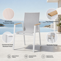 Chaise d'extérieur en aluminium thermolaqué, mobilier de patio, salon de jardin, chaises empilables de salle à manger avec accoudoirs pour restaurant, hôtel