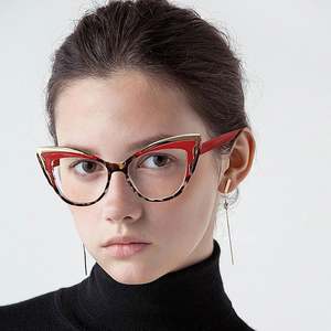 Gafas de Moda 2025 para Mujer, Montura de Ojo de Gato TR90, Metal y Acetato, Anti Luz Azul, para Computadora - Product Image 1