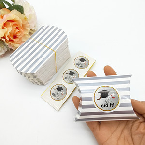 Mini Small Pillow Graduation Candy Paper Boxes Gift Box High Quality Folding Sticker DIY Student Party Celebration Decoration