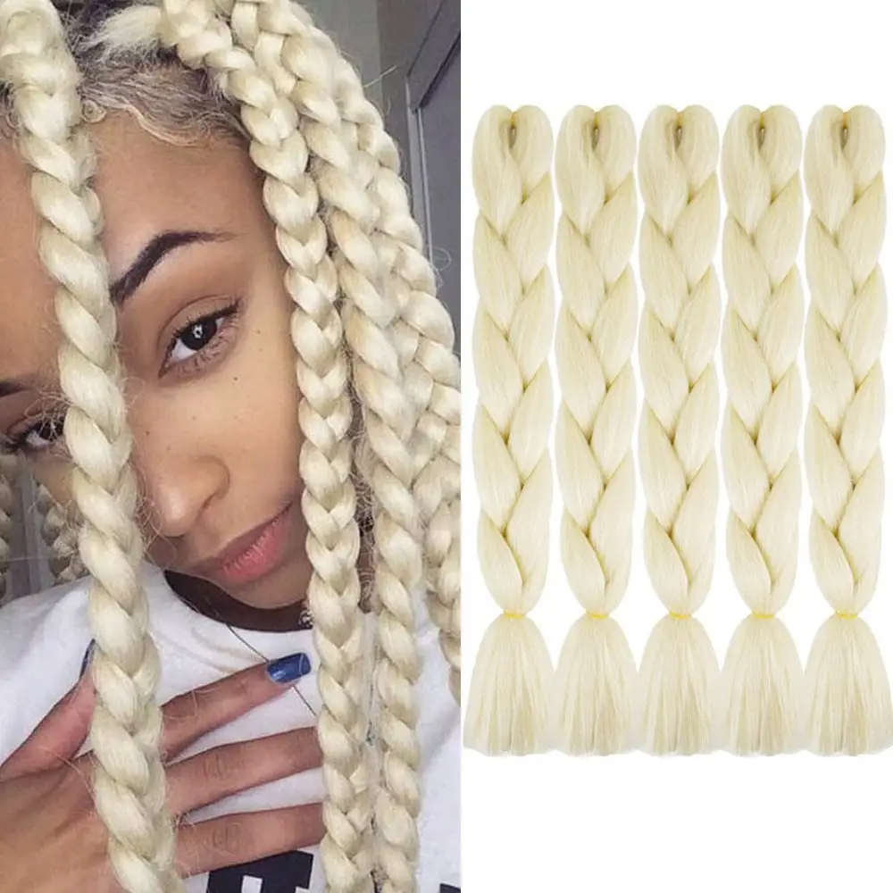 Ombre Brown white twist crochet braiding synthetic hair extensions Solid color jumbo braiding hair pre stretched braids