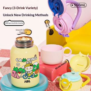 Student School Double Drink Suction Cartoon 316 Stainless Steel Kid Student Children's <b>Thermos</b> <b>Cup</b> Water Bottle With Rope Handle - Product Image 3