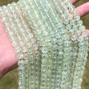 JD GEMS Perline Rotonde in <span class=keywords><strong>Prehnite</strong></span> Verde Naturale Certificata CNAS, Cristalli Curativi per Creazione di Gioielli Energetici - Product Image 2
