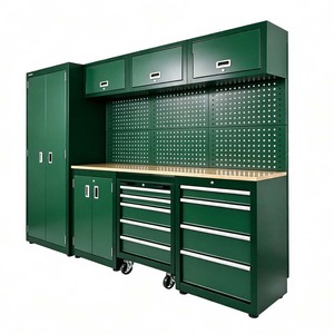 Armario de taller combinado con banco de trabajo, armario de pared para garaje con 12 cajones, con cerradura, capacidad de carga de 200 kg, acero laminado en frío - Product Image 1