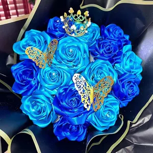 Pita dekorasi bunga mawar 1.5 inci pita biru gulungan hadiah pita Satin 4cm untuk bungkus Hadiah