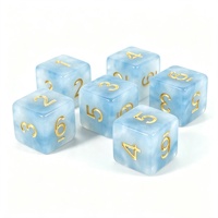 Ensemble de dés en acrylique effet jade bleu tourbillon nuage avec logo personnalisé, dés numérotés D6 pour jeux de rôle de table et soirées