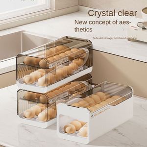 Egg <b>Box</b> Storage Refrigerator Food Grade Kitchen <b>Rolling</b> Egg Rack Fresh Transparent Plastic Eco-Friendly Multifunction - Product Image 2